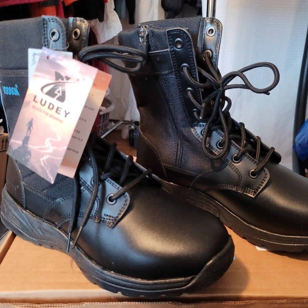 Mens Ludey Black Tactical Boots Size 6.5